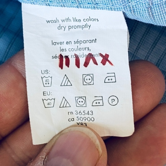 DKNY Men's Blue Rectangle Check Print Long Sleeve Button Up Shirt Size‎ XL - Picture 6 of 12